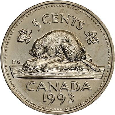 Canadian 1993 Five Cent Value