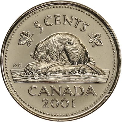 Canadian 2001 Five Cent Value