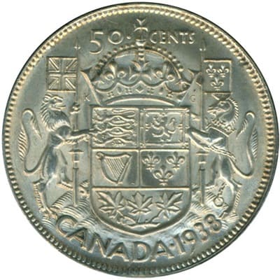 Canadian 1938 50 Cent Value