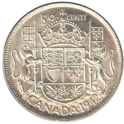 Canadian 1942 50 Cent Value