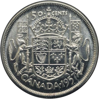 Canadian 1957 50 Cent Value