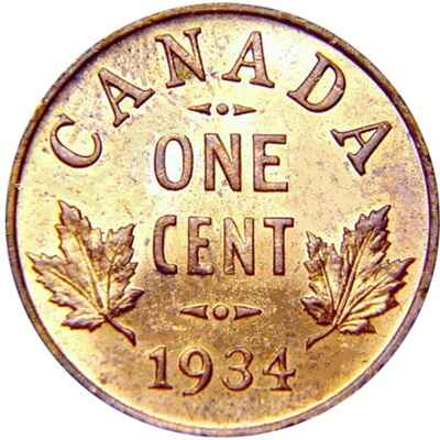 Canadian 1934 Small Cent Value