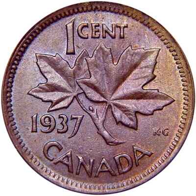 Canadian 1937 One Cent Value