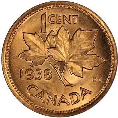 Canadian 1938 One Cent Value