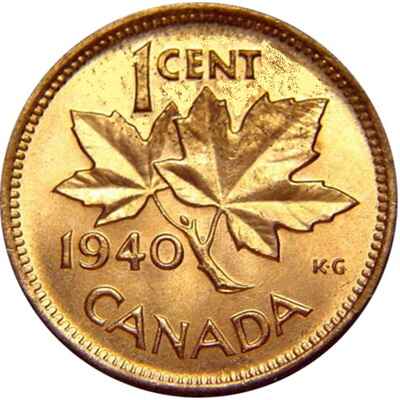 Canadian 1940 One Cent Value