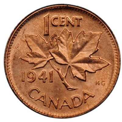 Canadian 1941 One Cent Value