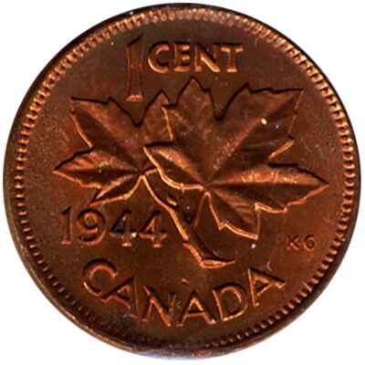 Canadian 1944 One Cent Value