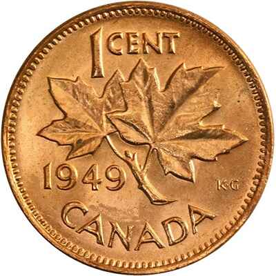 Canadian 1949 One Cent Value