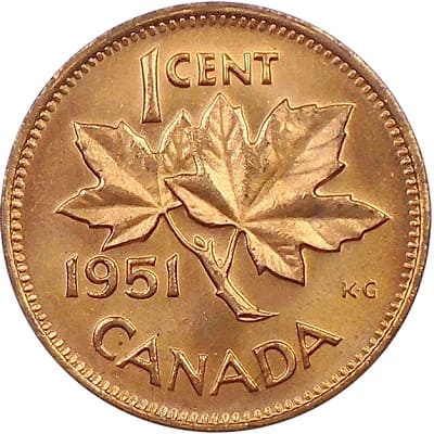Canadian 1951 One Cent Value