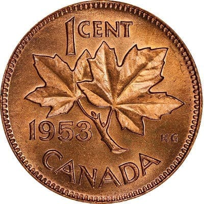 Canadian 1953 One Cent Value