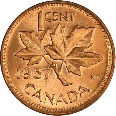 Canadian 1957 One Cent Value