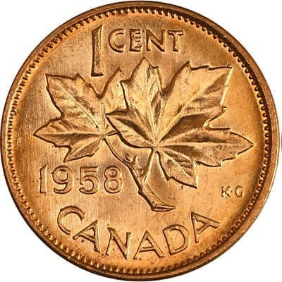 Canadian 1958 One Cent Value