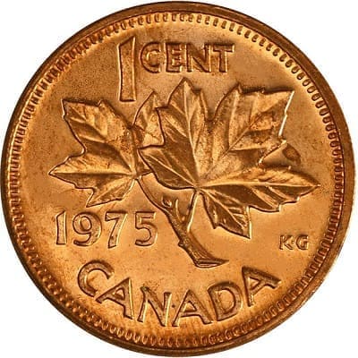 Canadian 1975 One Cent Value