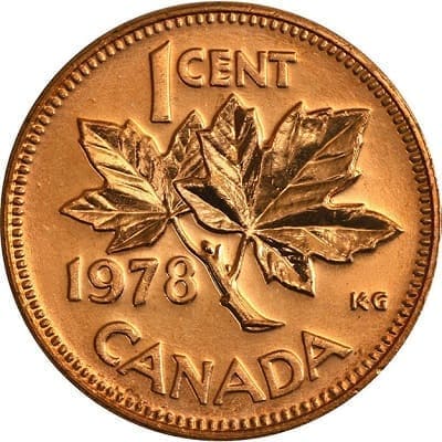 Canadian 1978 One Cent Value