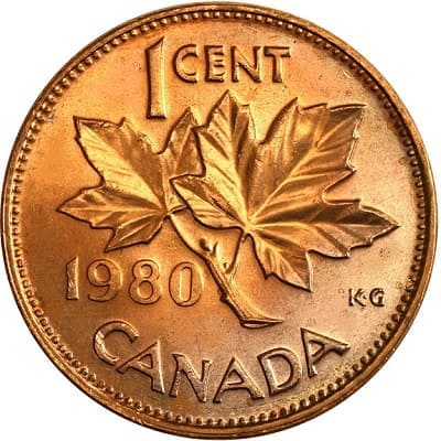 Canadian 1980 One Cent Value