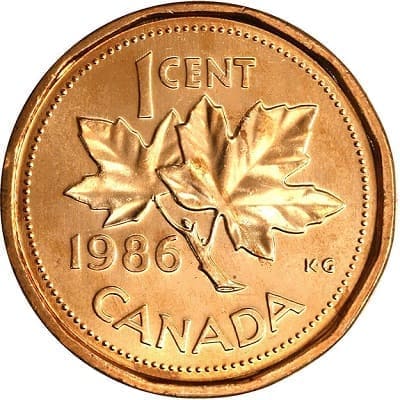 Canadian 1986 One Cent Value