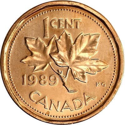 Canadian 1989 One Cent Value