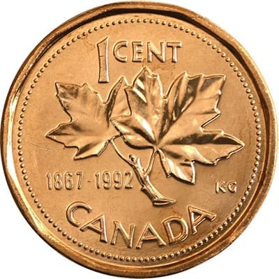 Canadian 1992 One Cent Value