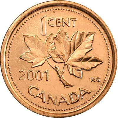 Canadian 2001 One Cent Value