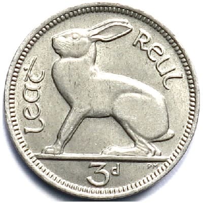 Irish 1940 Threepence Value