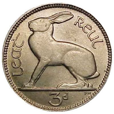 Irish 1942 Threepence Value