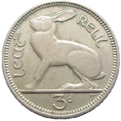 Irish 1946 Threepence Value