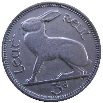 Irish 1949 Threepence Value