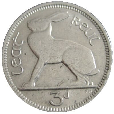 Irish 1966 Threepence Value