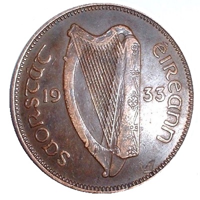 Irish Free State 1933 Half Penny