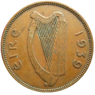 Eire 1939 Half Penny
