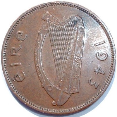 Eire 1943 Half Penny