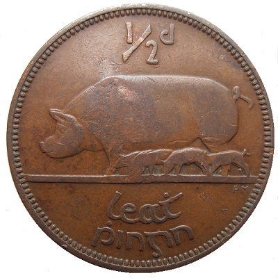 Irish 1953 Half Penny Value