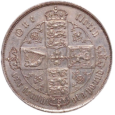 1864 Two Shillings Value
