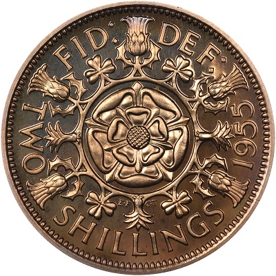 1955 Two Shillings Value
