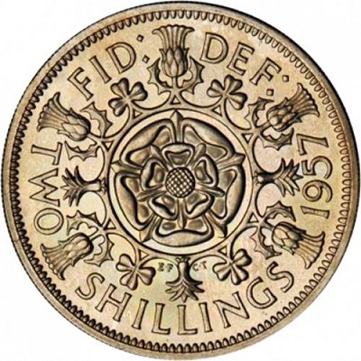 1957 Two Shillings Value