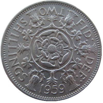 1959 Two Shillings Value