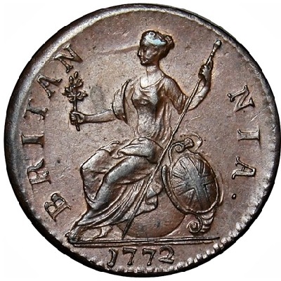UK Halfpenny 1772 Value