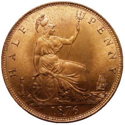 1876 UK Half Penny Value