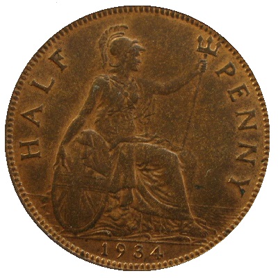 1934 UK Half Penny Value