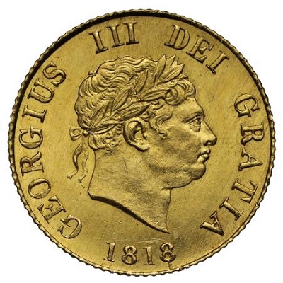 Gold 1818 half sovereign Value