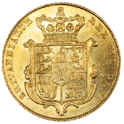Gold 1827 half sovereign Value