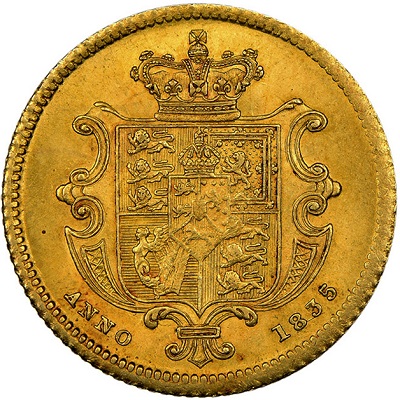 Gold 1835 half sovereign Value