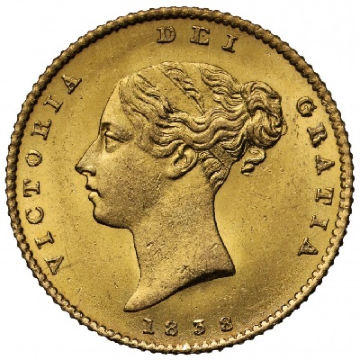 Gold 1838 half sovereign Value