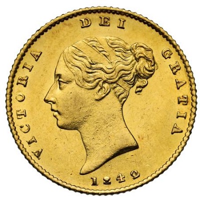 Gold 1842 half sovereign Value