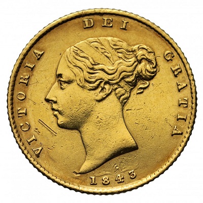 Gold 1843 half sovereign Value