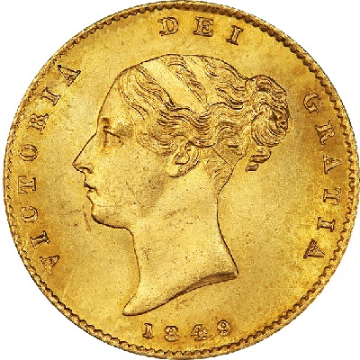 Gold 1849 half sovereign Value