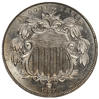 1867 US nickel, five-cent coin