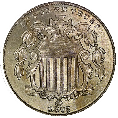 1875 US nickel, five-cent coin