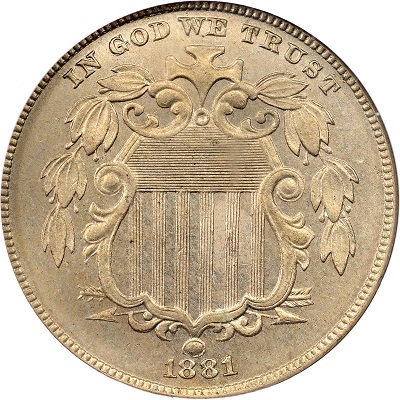 1881 US nickel, five-cent coin