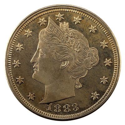 1883 US nickel, five-cent coin